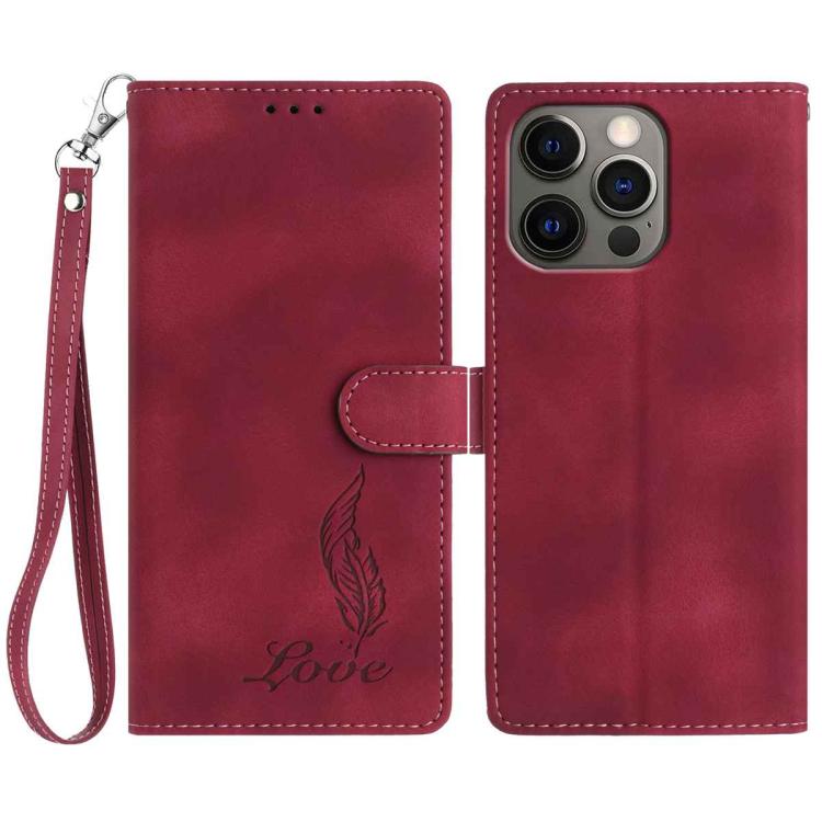Skin Feel Embossed Feather Leather Phone Case