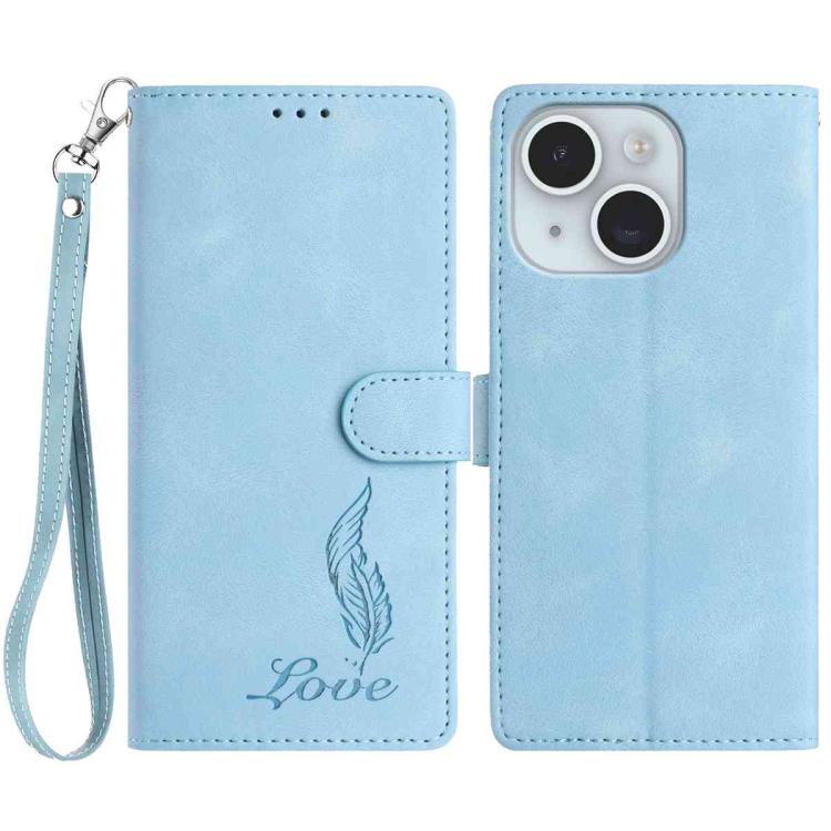 Skin Feel Embossed Feather Leather Phone Case, For iPhone 15 Pro Max, For iPhone 15 Pro, For iPhone 15 Plus