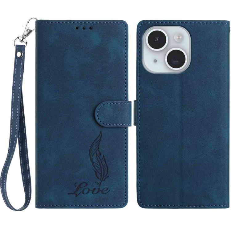 Skin Feel Embossed Feather Leather Phone Case, For iPhone 15 Pro Max, For iPhone 15 Pro, For iPhone 15 Plus