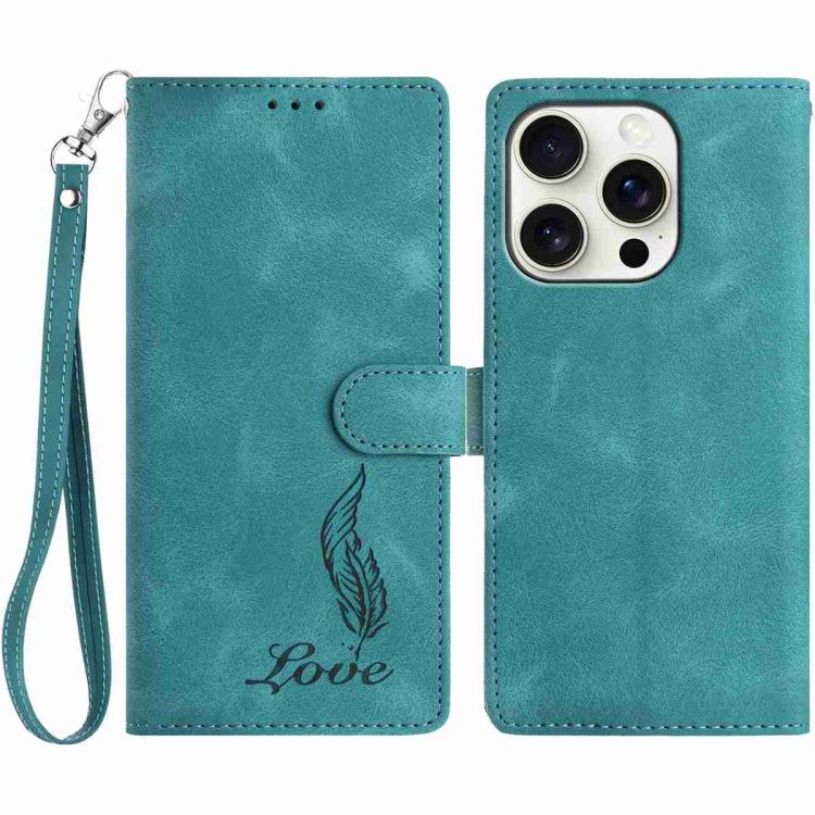 Skin Feel Embossed Feather Leather Phone Case, For iPhone 15 Pro Max, For iPhone 15 Pro, For iPhone 15 Plus