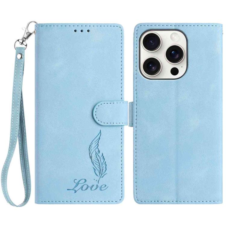 Skin Feel Embossed Feather Leather Phone Case, For iPhone 15 Pro Max, For iPhone 15 Pro, For iPhone 15 Plus