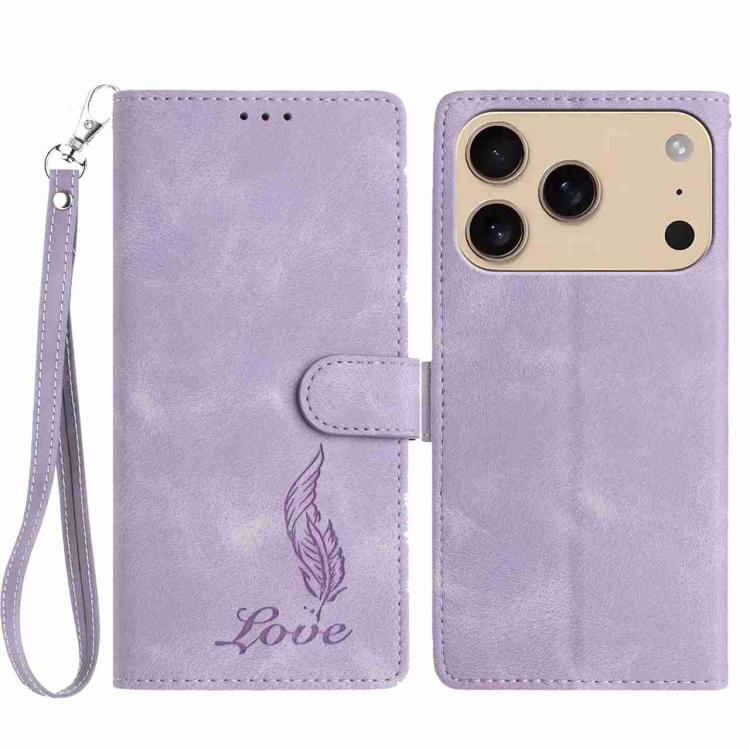 Skin Feel Embossed Feather Leather Phone Case
