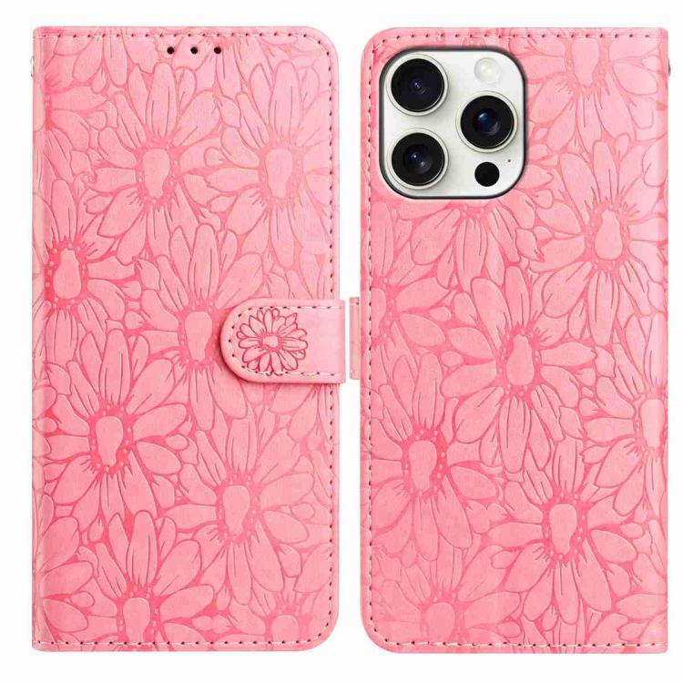 Daisy Embossed Leather Phone Case, For iPhone 16e, For iPhone 16 Pro Max