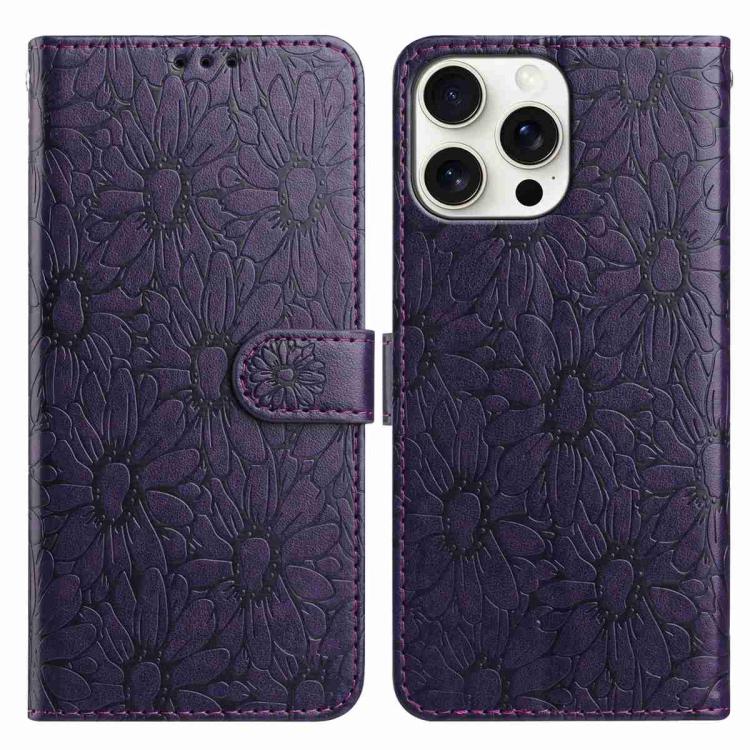 Daisy Embossed Leather Phone Case, For iPhone 16e, For iPhone 16 Pro Max