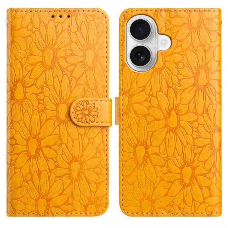 Daisy Embossed Leather Phone Case, For iPhone 16, For iPhone 15 Pro Max