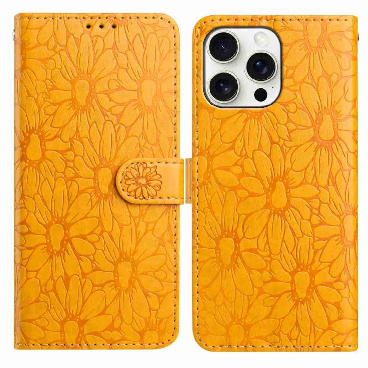 Daisy Embossed Leather Phone Case, For iPhone 14 Pro Max, For iPhone SE 2022 / SE 2020 / 8 / 7