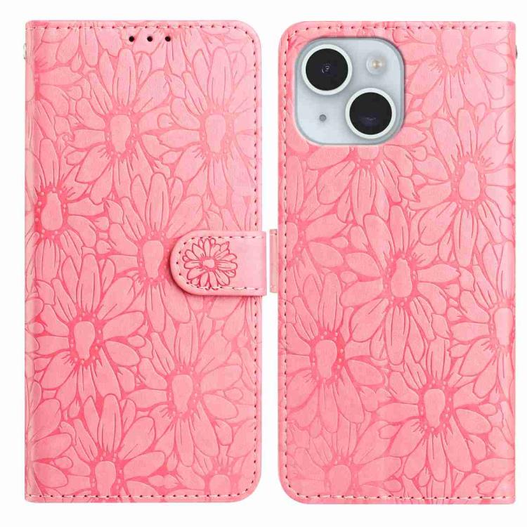 Daisy Embossed Leather Phone Case, For iPhone 14, For iPhone 14 Pro