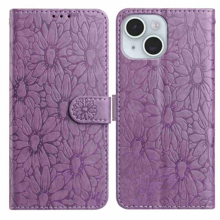 Daisy Embossed Leather Phone Case, For iPhone 14, For iPhone 14 Pro