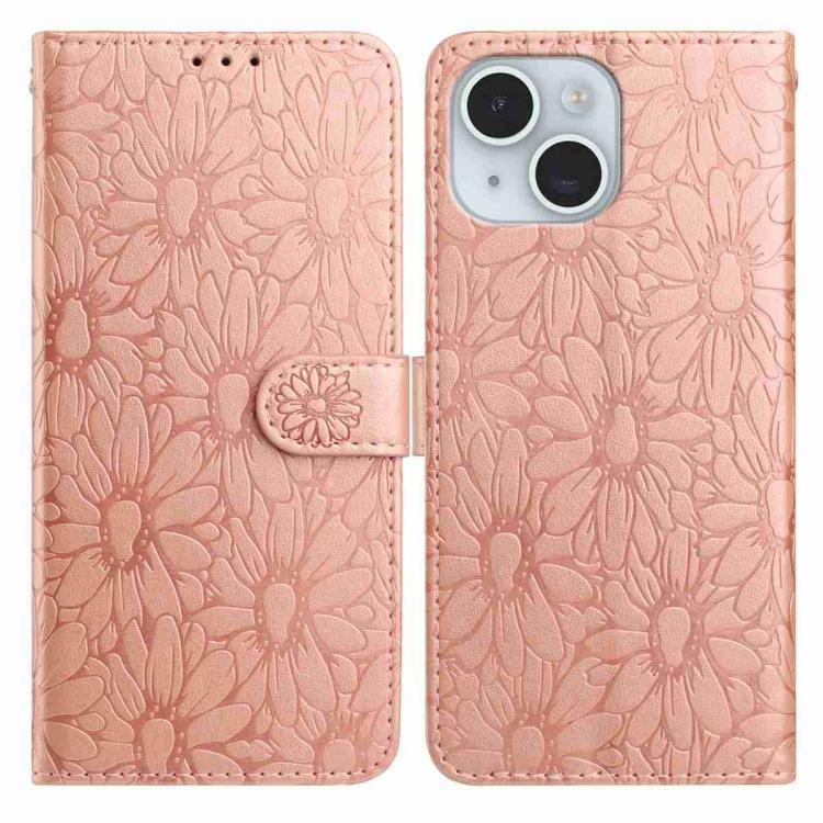 Daisy Embossed Leather Phone Case, For iPhone 14, For iPhone 14 Pro