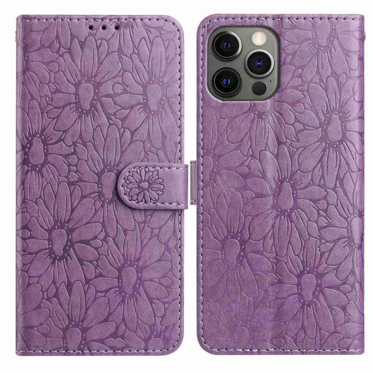 Daisy Embossed Leather Phone Case, For iPhone 12 Pro Max, For iPhone 11 Pro Max
