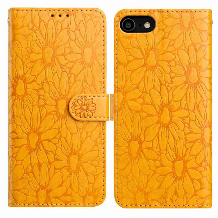 Daisy Embossed Leather Phone Case, For iPhone 14 Pro Max, For iPhone SE 2022 / SE 2020 / 8 / 7