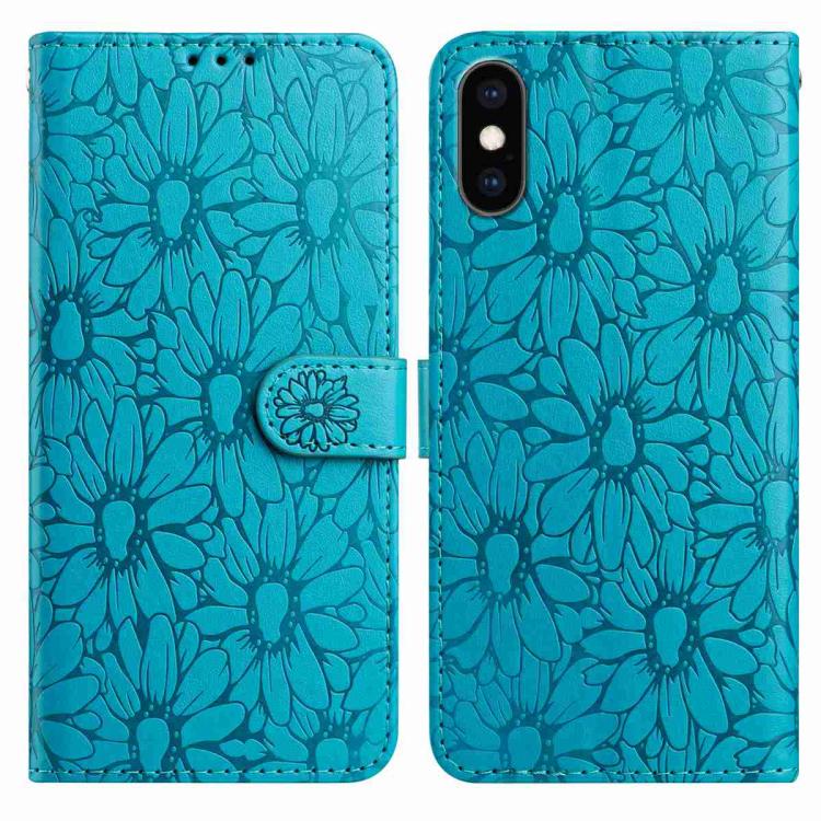 Daisy Embossed Leather Phone Case, For iPhone X / XS, For iPhone XR