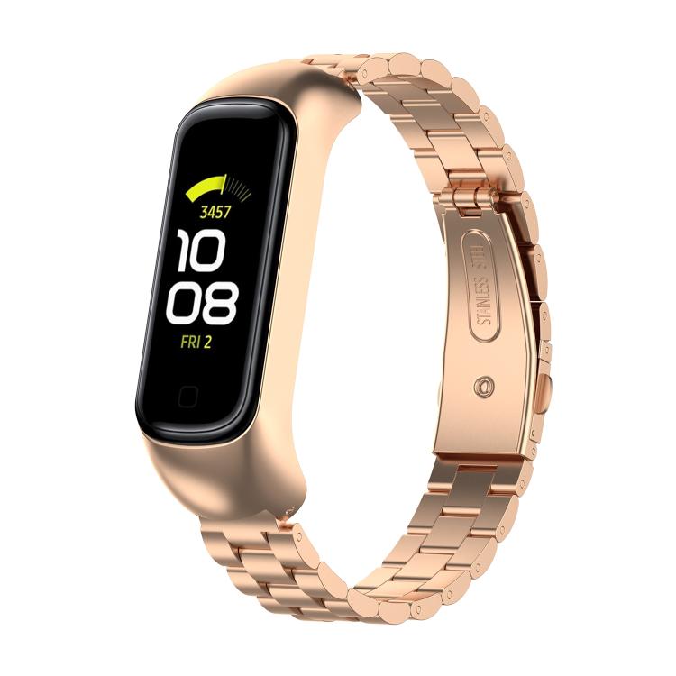 xDfind Metal Frame Integrated Three-beads Steel Watch Band, For Samsung Galaxy Fit 2