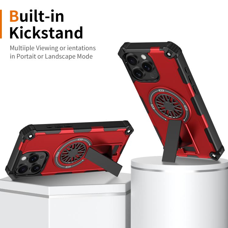 Shockproof Kickstand Metallic Shaft MagSafe Phone Case