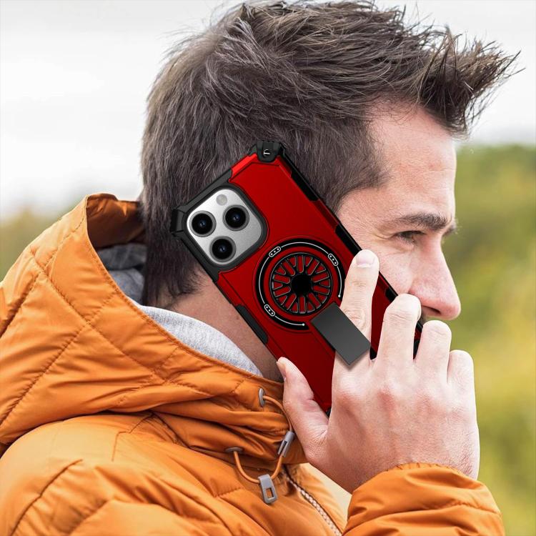 Shockproof Kickstand Metallic Shaft MagSafe Phone Case