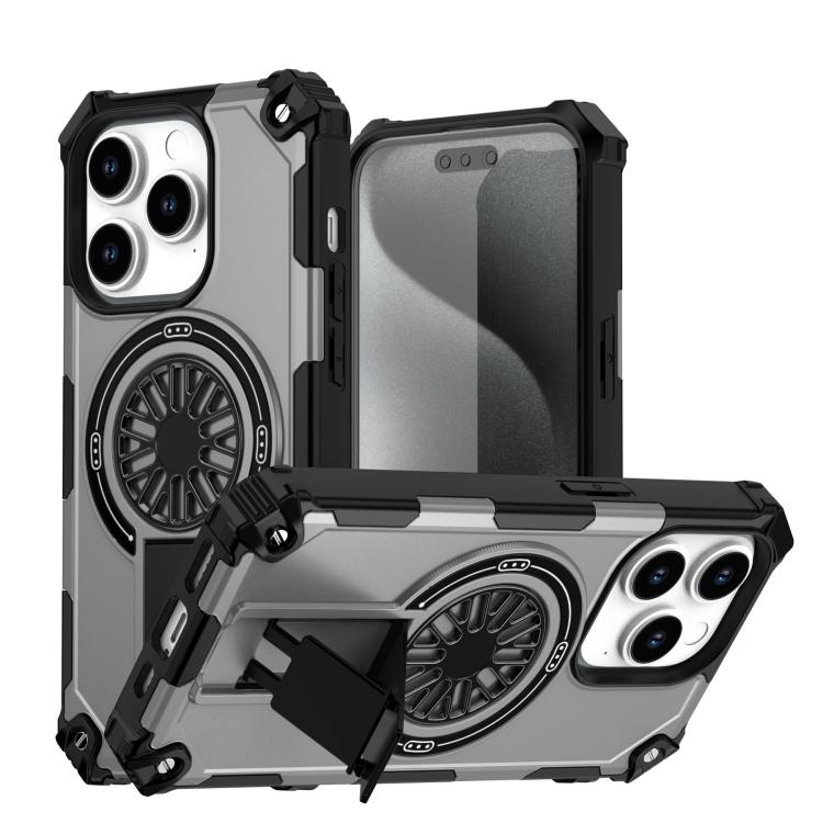 Shockproof Kickstand Metallic Shaft MagSafe Phone Case