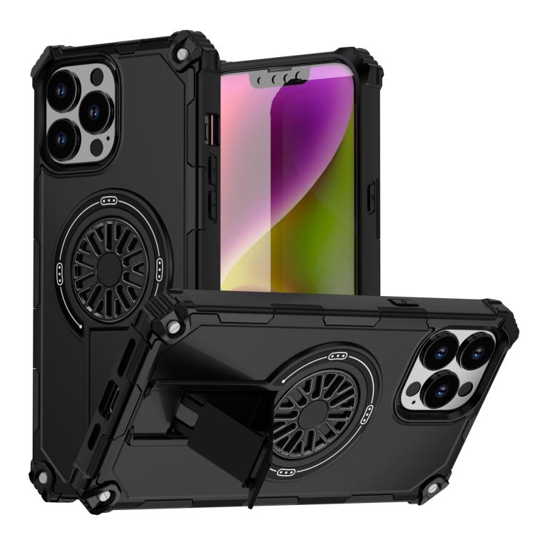 Shockproof Kickstand Metallic Shaft MagSafe Phone Case