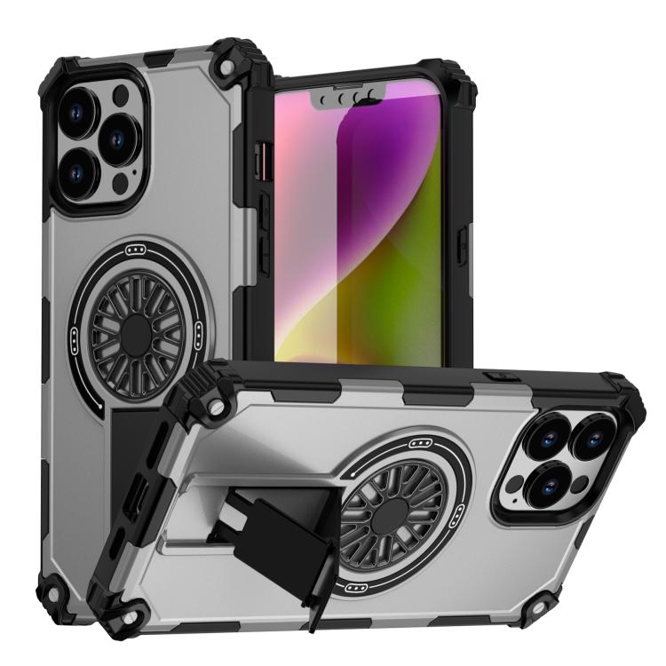 Shockproof Kickstand Metallic Shaft MagSafe Phone Case