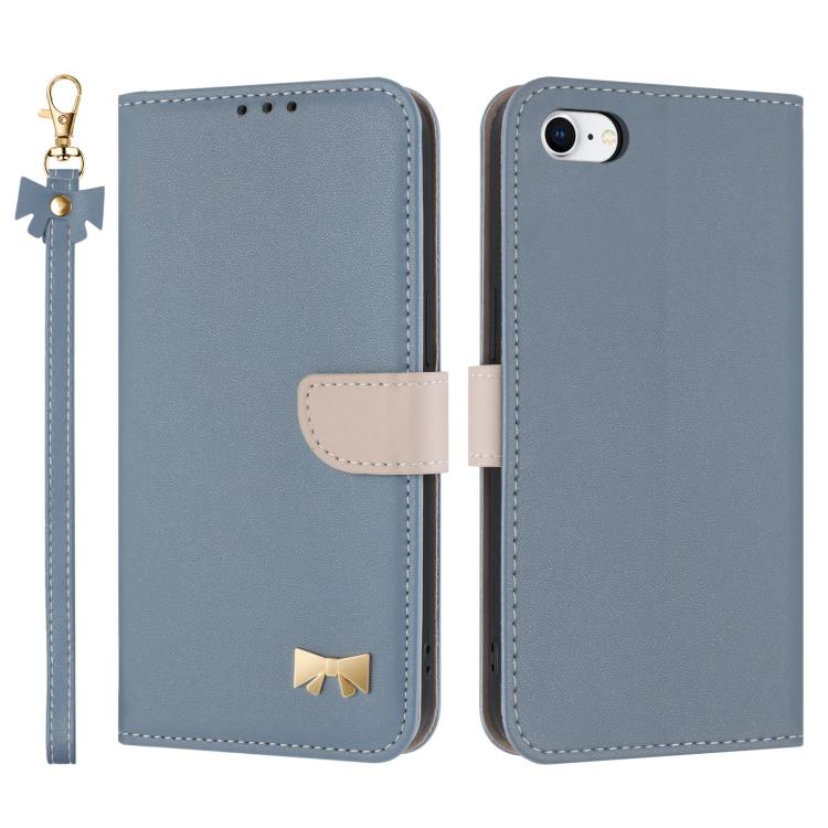 Metal Bow Leather Phone Case with Hand Strap, For iPhone 7 / 8 / SE 2022, For iPhone 13 Pro Max, For iPhone 13 Pro, For iPhone 12 / 12 Pro