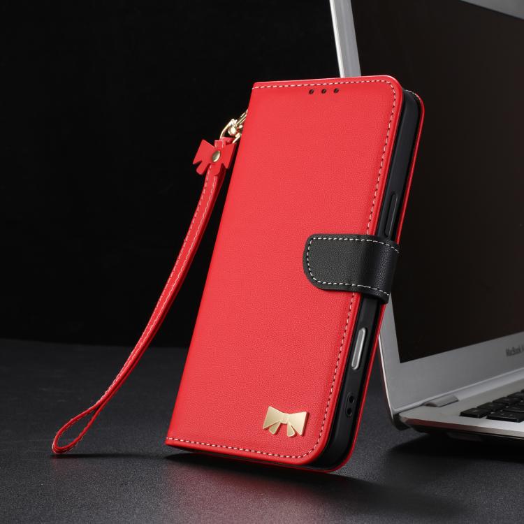 Metal Bow Leather Phone Case with Hand Strap, For iPhone 17 Pro Max, For iPhone 17 Pro, For iPhone 17, For iPhone 17 Air