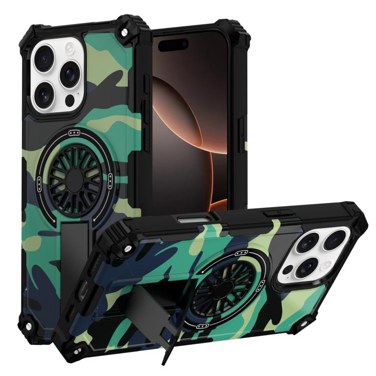 Camouflage Kickstand Rotating Shaft MagSafe Phone Case