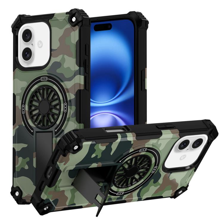 Camouflage Kickstand Rotating Shaft MagSafe Phone Case