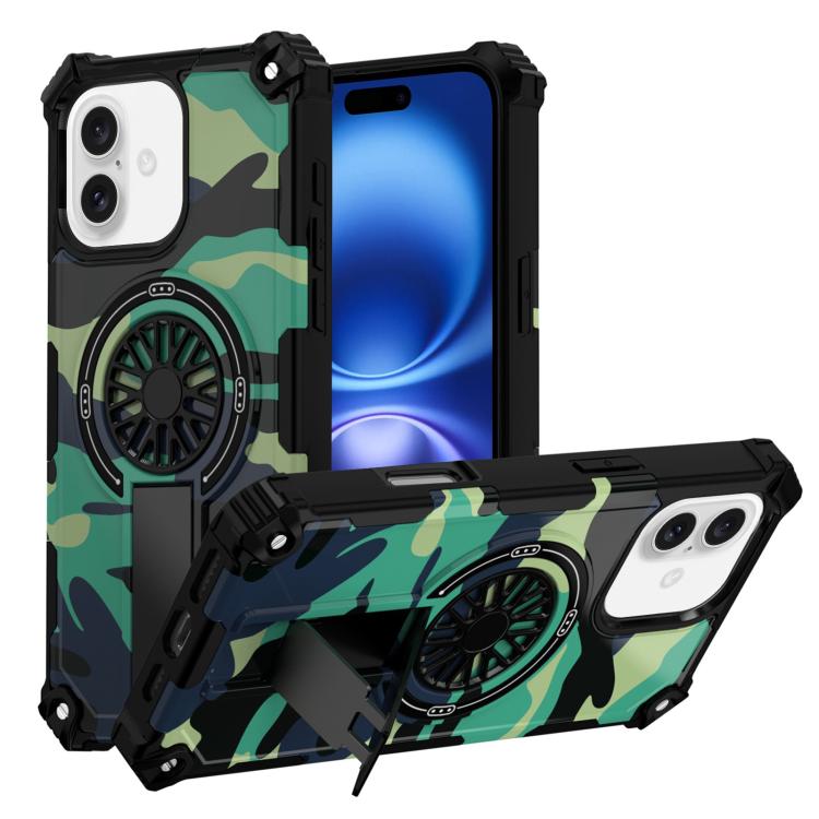Camouflage Kickstand Rotating Shaft MagSafe Phone Case