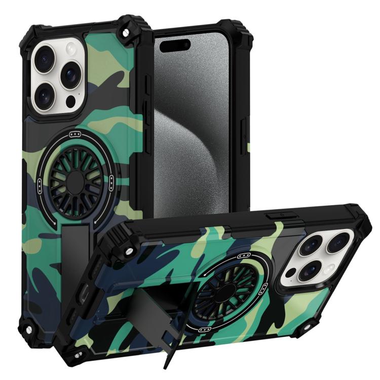Camouflage Kickstand Rotating Shaft MagSafe Phone Case