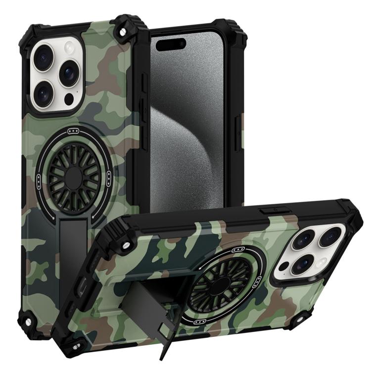 Camouflage Kickstand Rotating Shaft MagSafe Phone Case