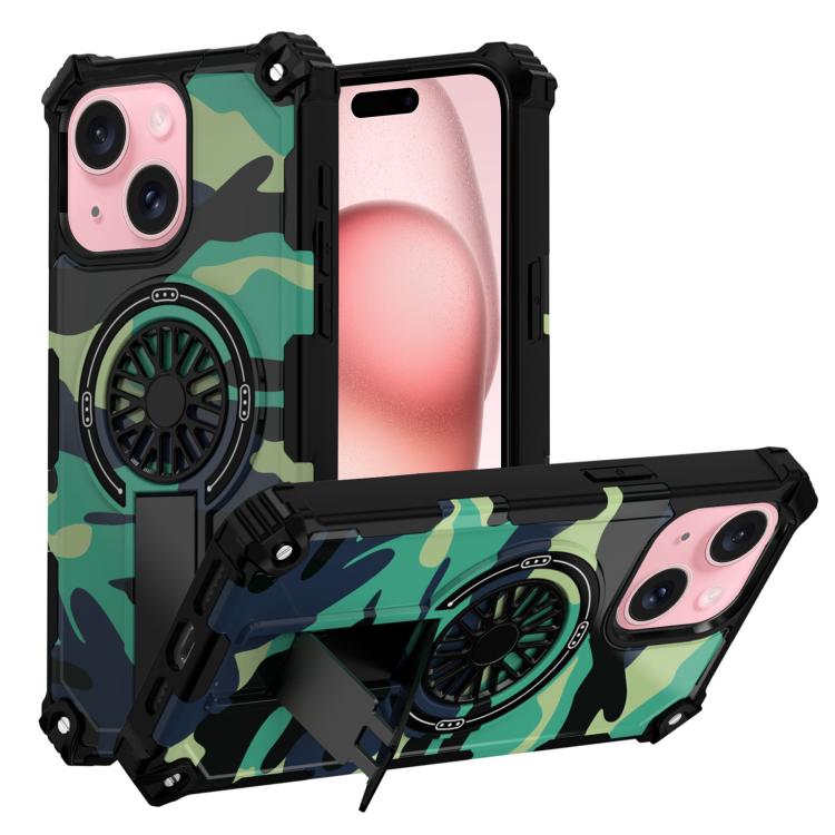 Camouflage Kickstand Rotating Shaft MagSafe Phone Case