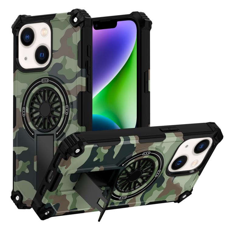 Camouflage Kickstand Rotating Shaft MagSafe Phone Case