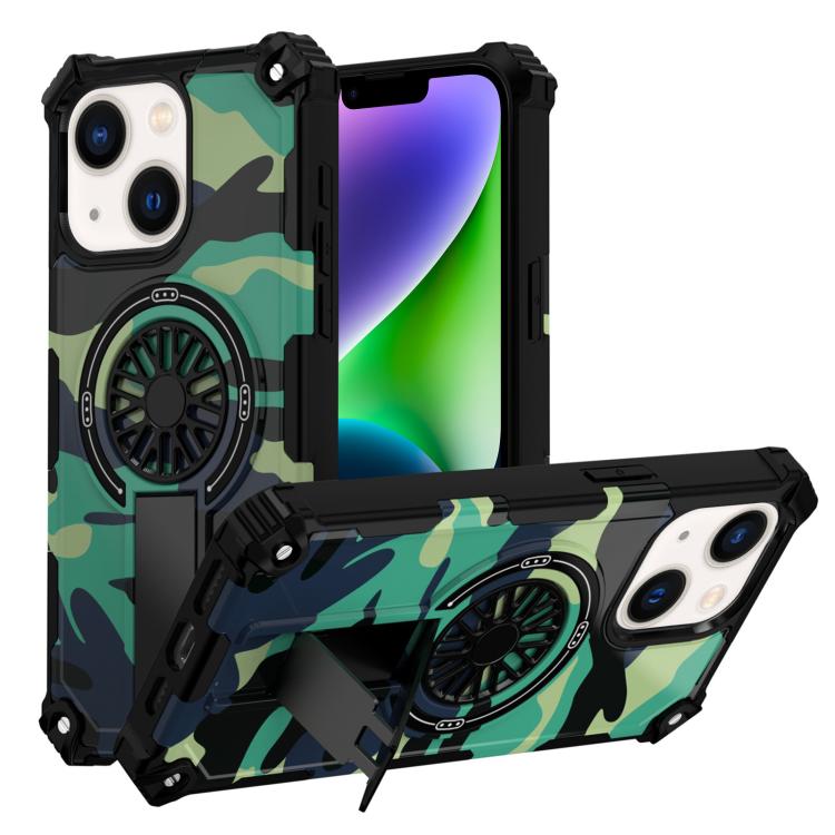 Camouflage Kickstand Rotating Shaft MagSafe Phone Case