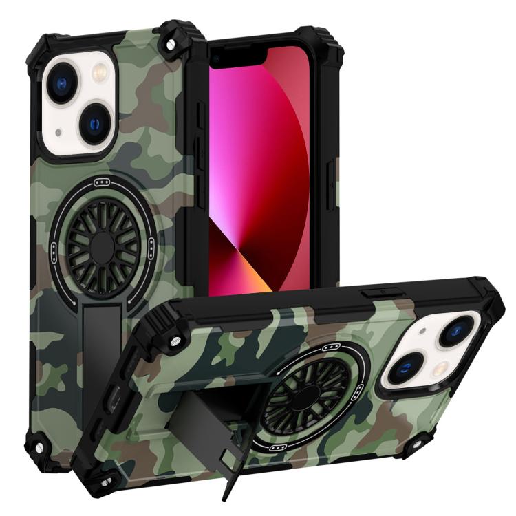 Camouflage Kickstand Rotating Shaft MagSafe Phone Case