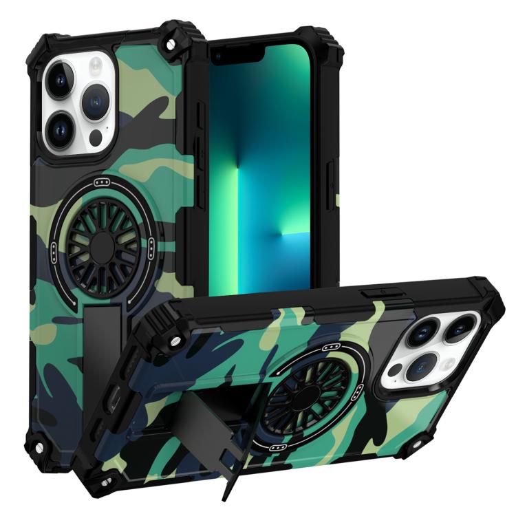 Camouflage Kickstand Rotating Shaft MagSafe Phone Case