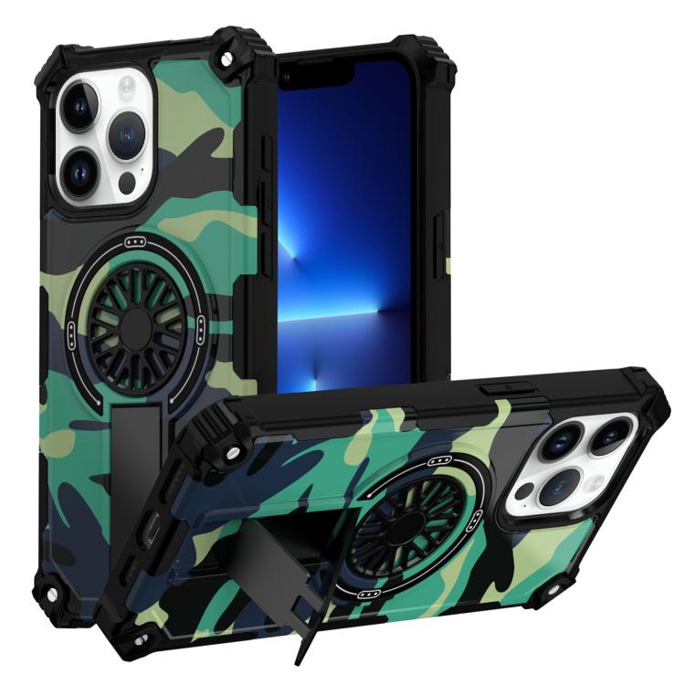Camouflage Kickstand Rotating Shaft MagSafe Phone Case