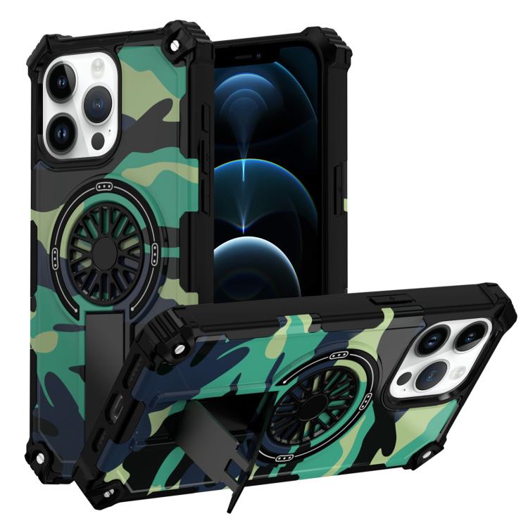 Camouflage Kickstand Rotating Shaft MagSafe Phone Case