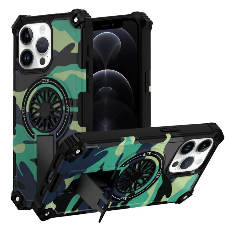 Camouflage Kickstand Rotating Shaft MagSafe Phone Case