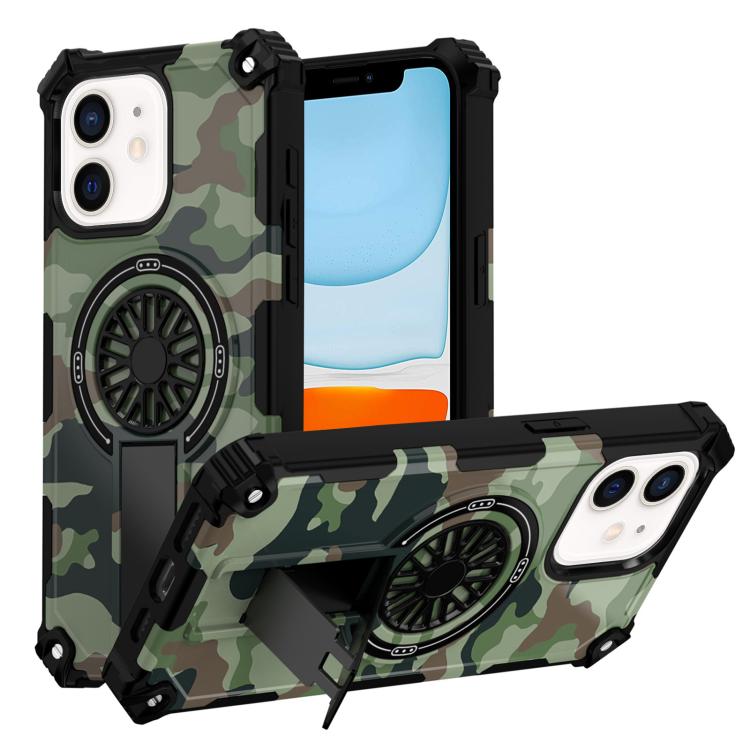Camouflage Kickstand Rotating Shaft MagSafe Phone Case