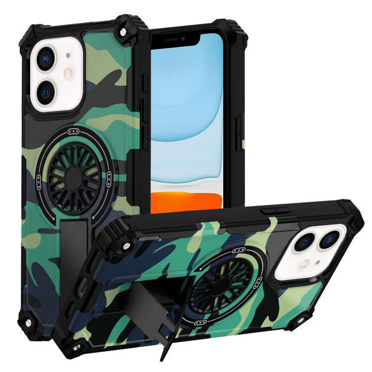 Camouflage Kickstand Rotating Shaft MagSafe Phone Case
