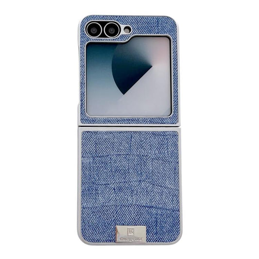 Silver Frame Denim PU + PC Phone Case