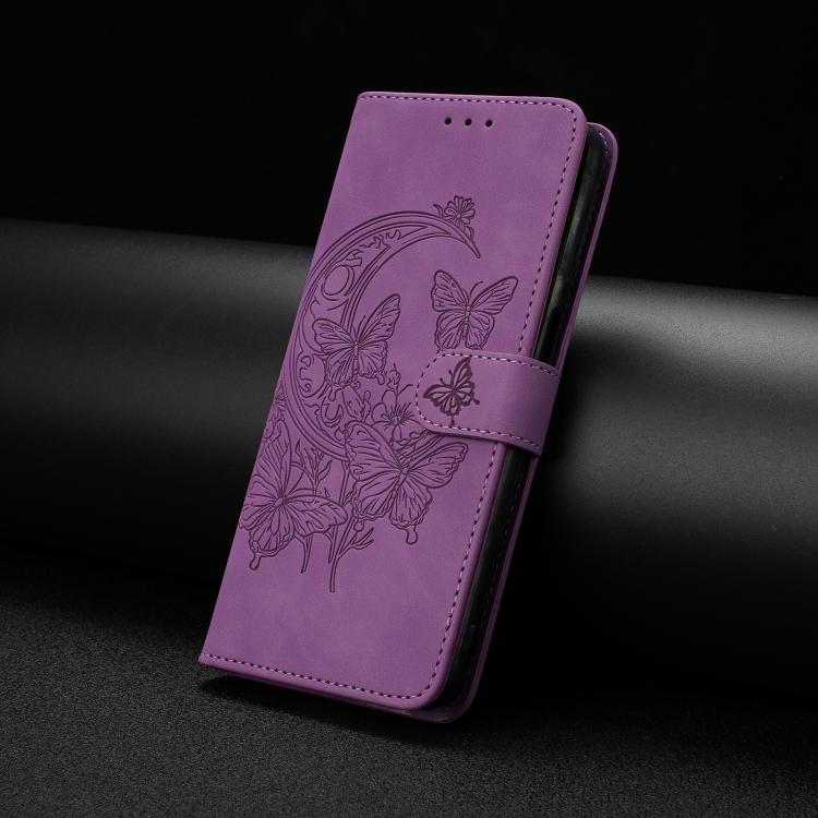 Moonlit Butterfly Dance Pattern Embossed Leather Phone Case, For iPhone 17 Air