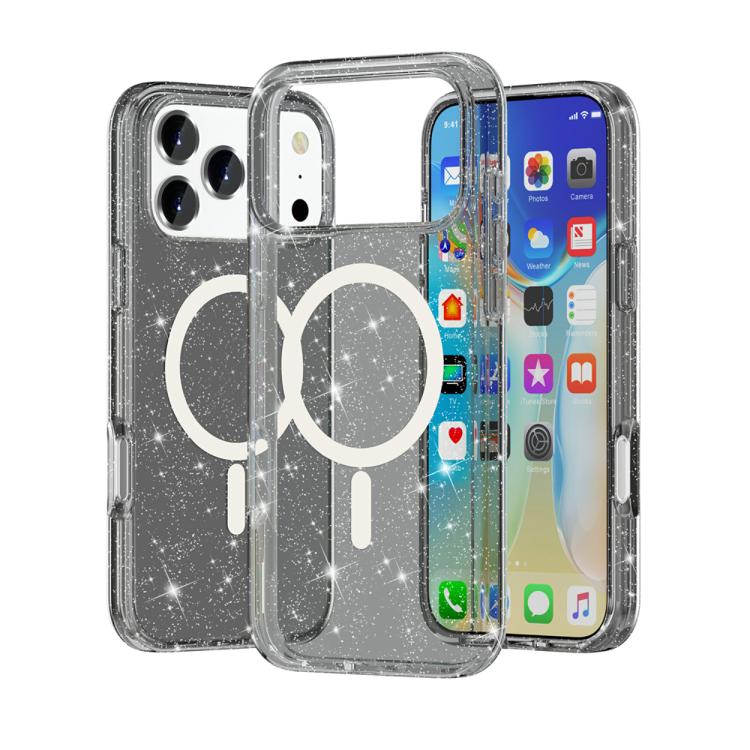 Terminator Style Glitter Powder MagSafe Magnetic Phone Case, For iPhone 17 Pro Max, For iPhone 17 Pro, For iPhone 17, For iPhone 17 Air