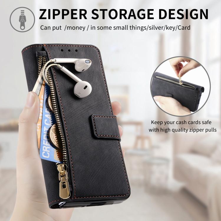 Retro MagSafe Magnetic Zipper Wallet Leather Phone Case