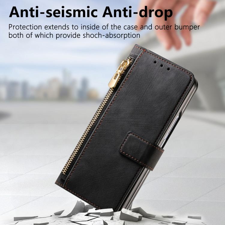 Retro MagSafe Magnetic Zipper Wallet Leather Phone Case