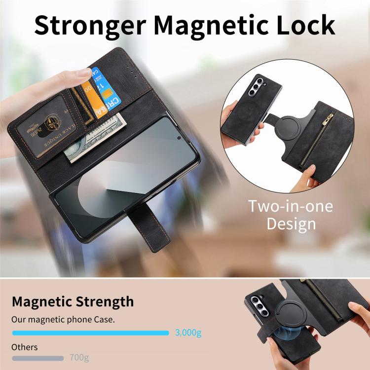 Retro MagSafe Magnetic Zipper Wallet Leather Phone Case