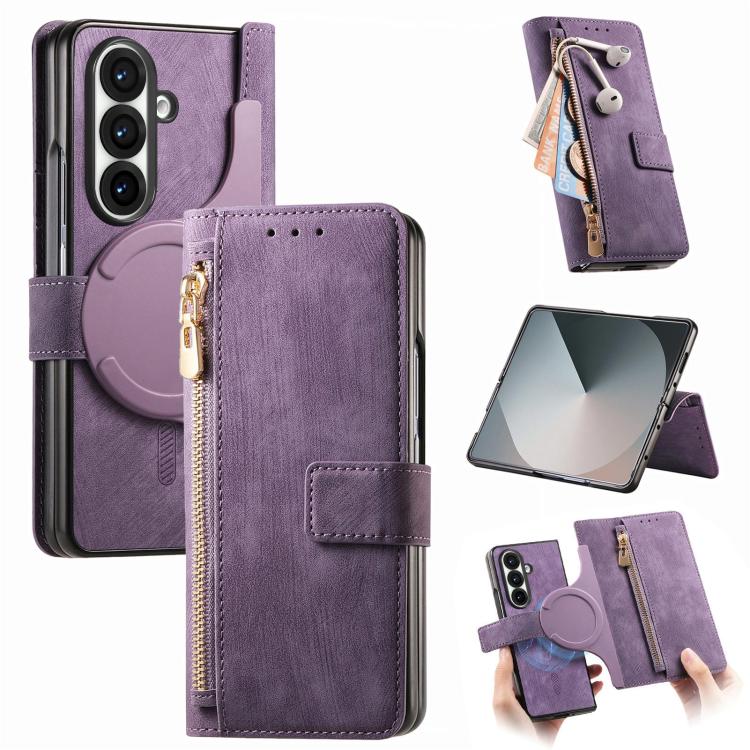 Retro MagSafe Magnetic Zipper Wallet Leather Phone Case