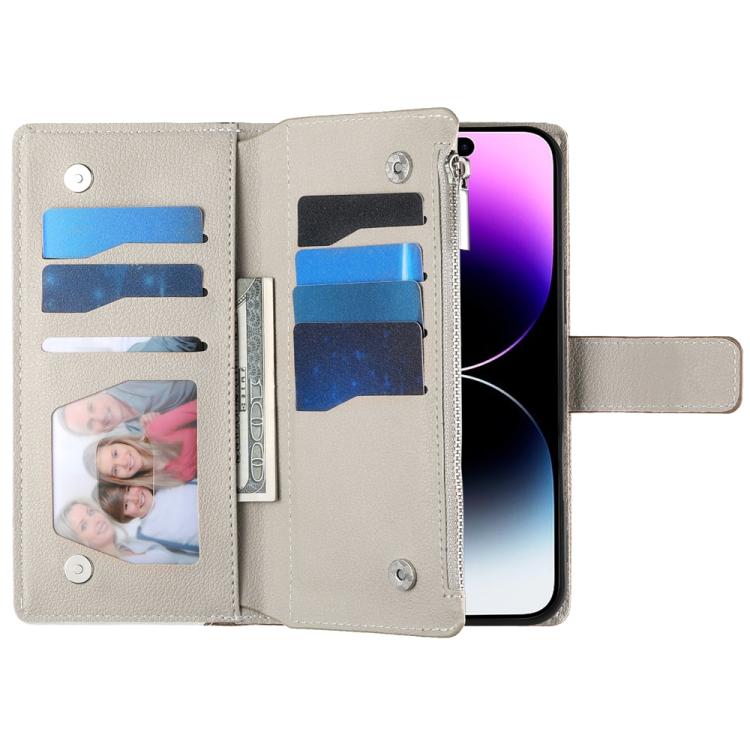 Stitching Multi-card Zipper Wallet Leather Phone Case with Short Strap, For iPhone 14 Pro Max, For iPhone SE 2022 / SE 2020 / 8 / 7, For iPhone 13 Pro Max, For iPhone 13 Pro