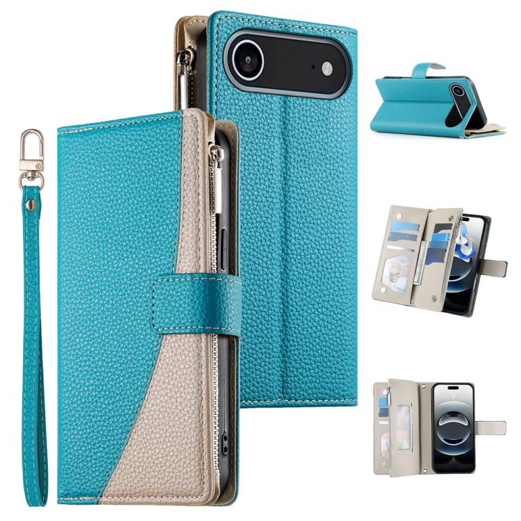 Stitching Multi-card Zipper Wallet Leather Phone Case with Short Strap, For iPhone 17 Pro Max, For iPhone 17 Pro, For iPhone 17, For iPhone 17 Air