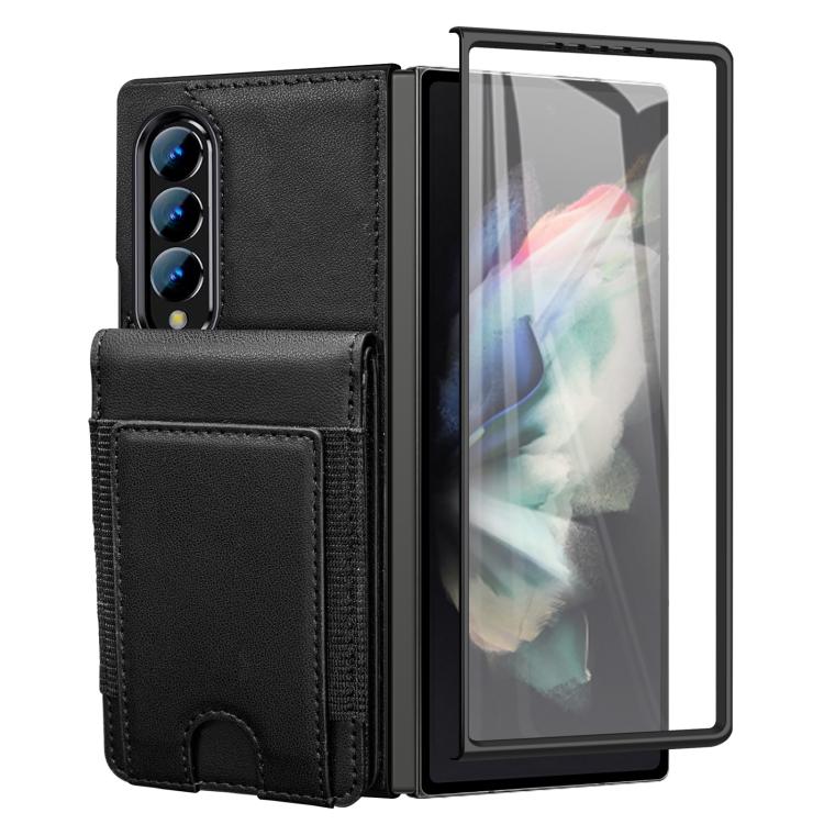 Folding Card Holder Tempered Film Integrated Leather Phone Case