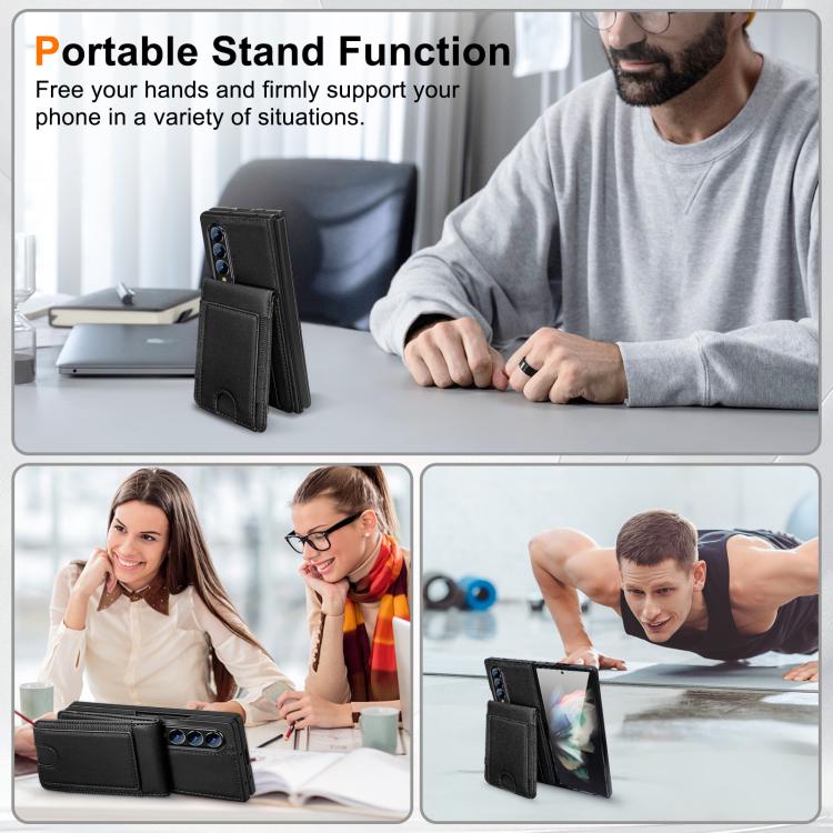 Folding Card Holder Tempered Film Integrated Leather Phone Case